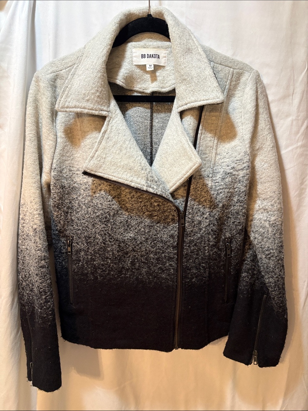 BB Dakota Ombre Wool Moto Jacket in Gray and Black